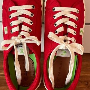 Cariuma women’s canvas red sneakers, size 8, like new condition!